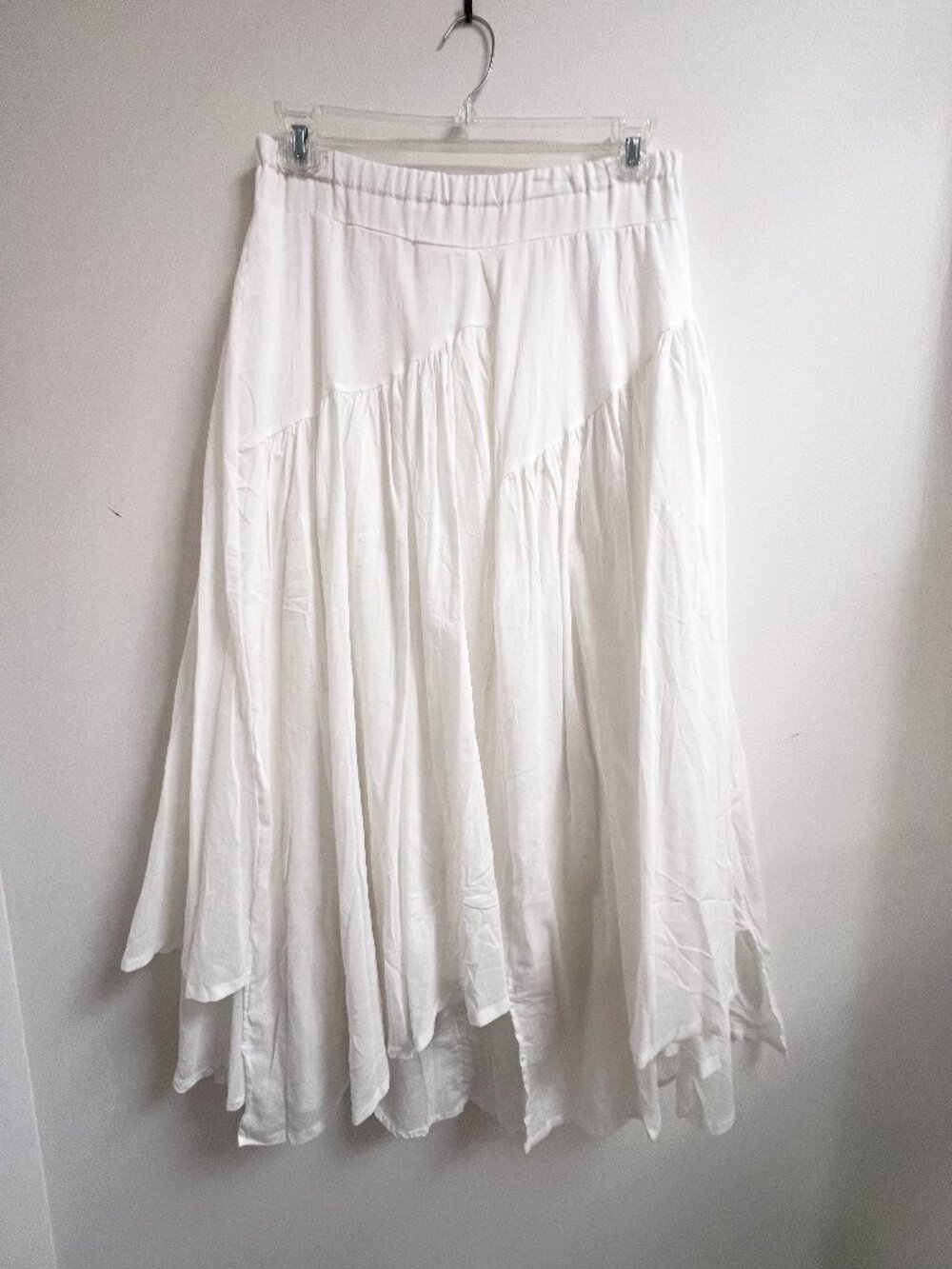 Lilly Pulitzer Boho Tiered Handkerchief Hem Flowy Maxi Skirt White